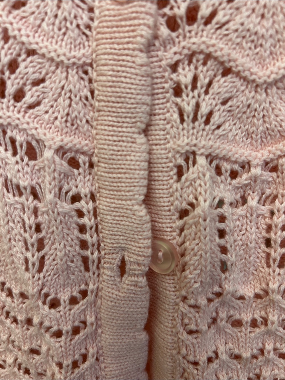 Blair Light Pink Openwork Button-Front Cardigan - Picture 3 of 5